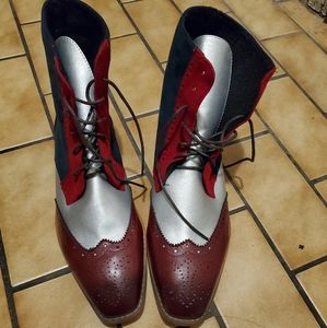 Mens multicolored wingtip boots new.